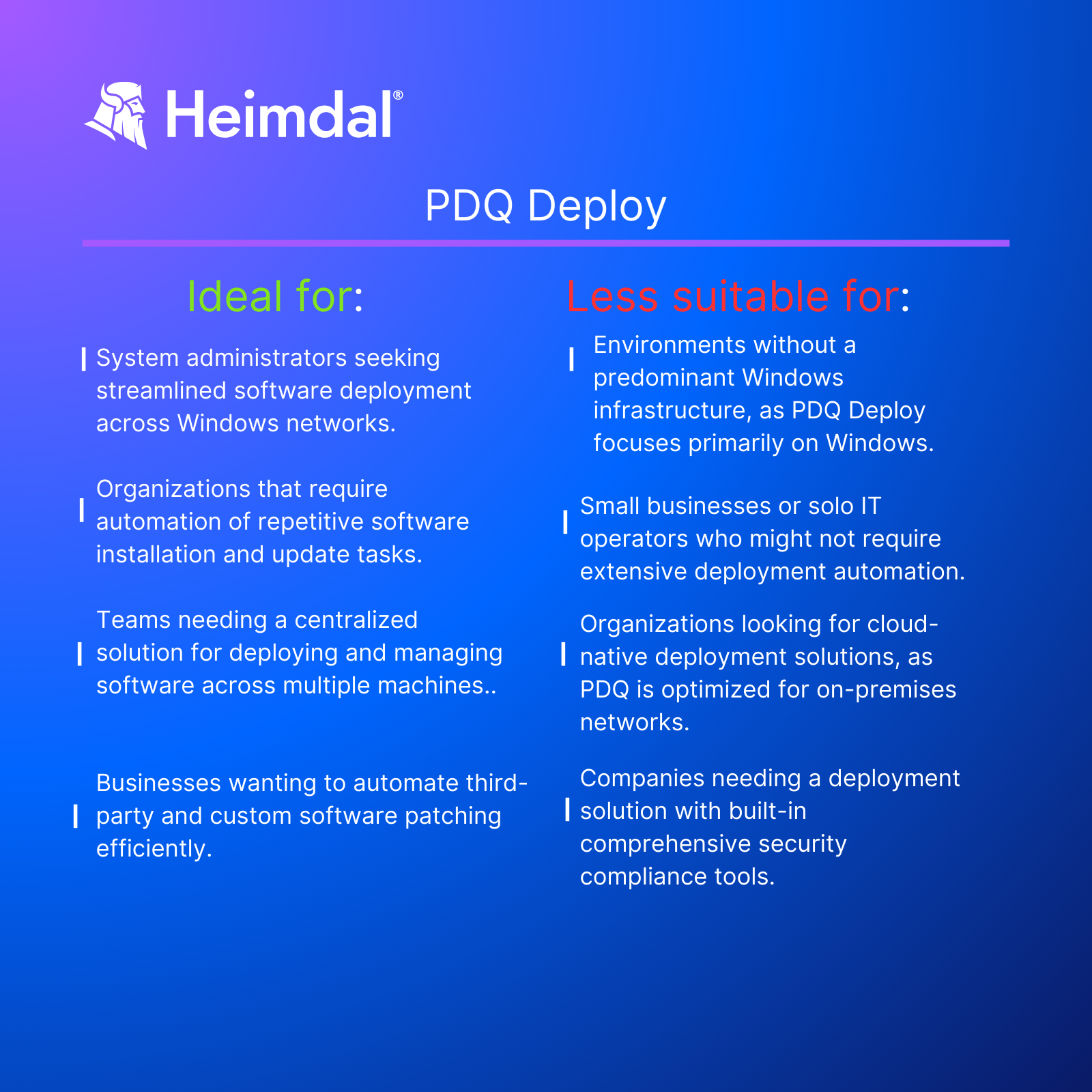 PDQ Deploy applicability infographic. 