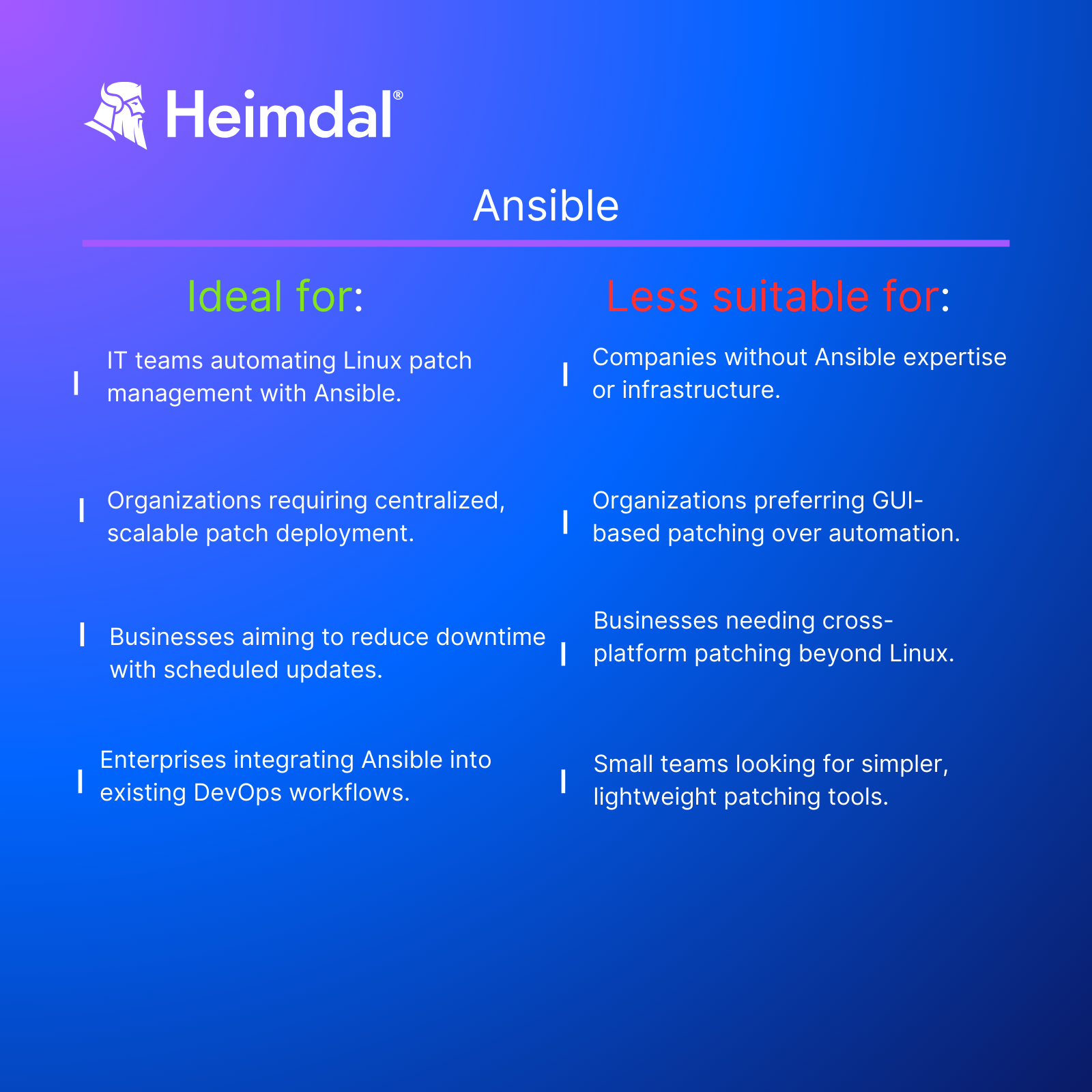 Ansible applicability infographic. 