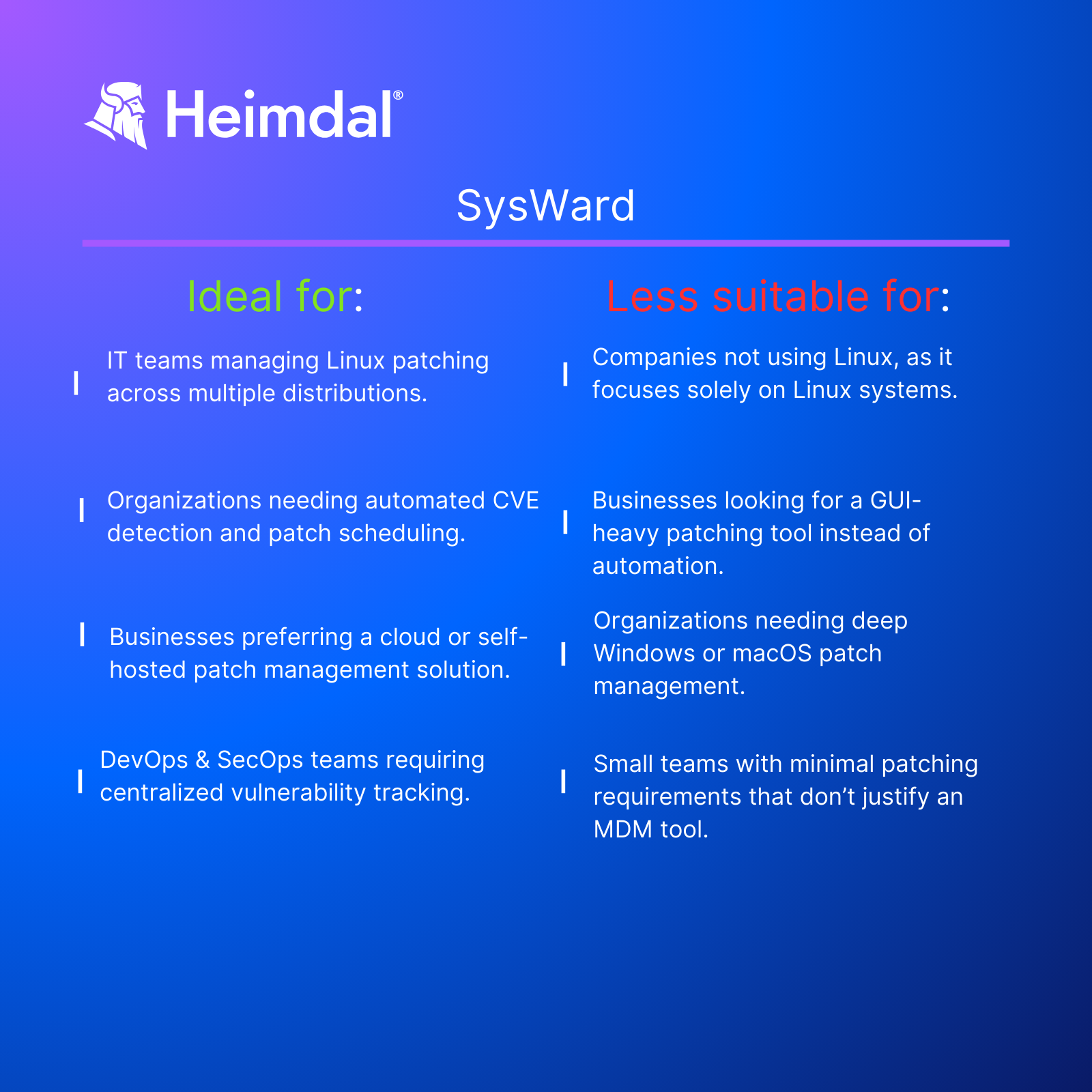 SysWard applicability infographic. 