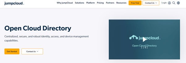 JumpCloud homepage with Open Cloud Directory for identity and device management.