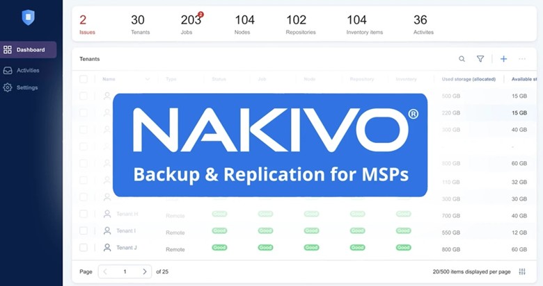 Nakivo Backup console