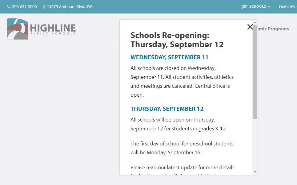 highline public schools reopen after cyberattack