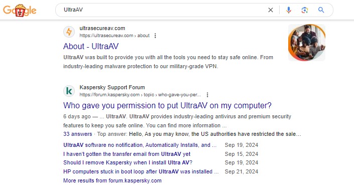 kaspersky installs ultraav user reactions