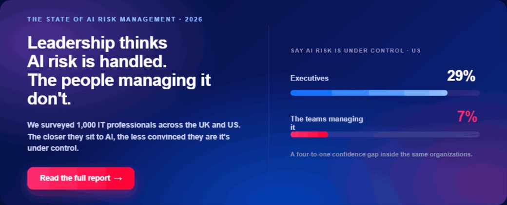 Image that says people can click to read the AI Risk Management report 2026