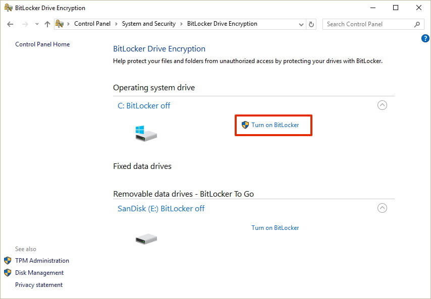 Bitlocker for Windows 10 1