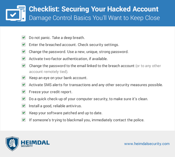 Checklist - Securing Your Hacked Account [Heimdal Security]