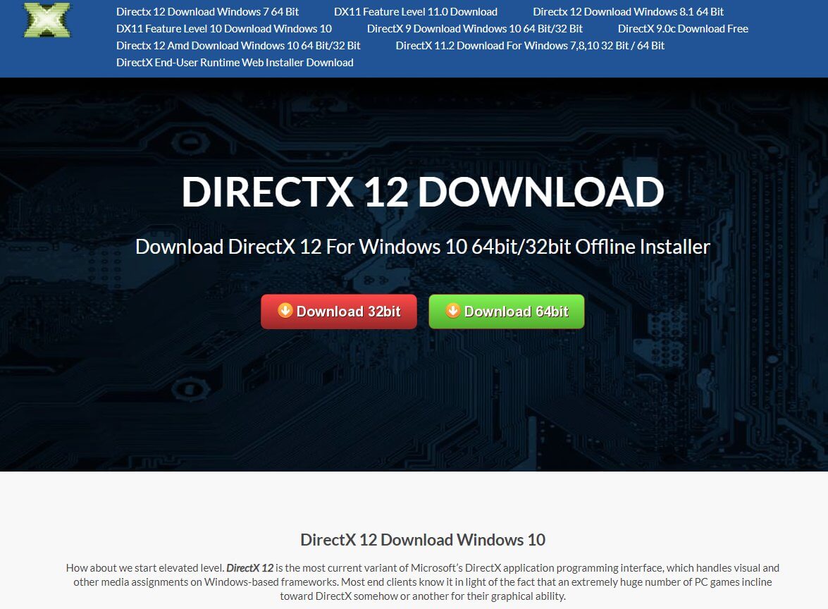 directx 12 windows 7 64 bit download