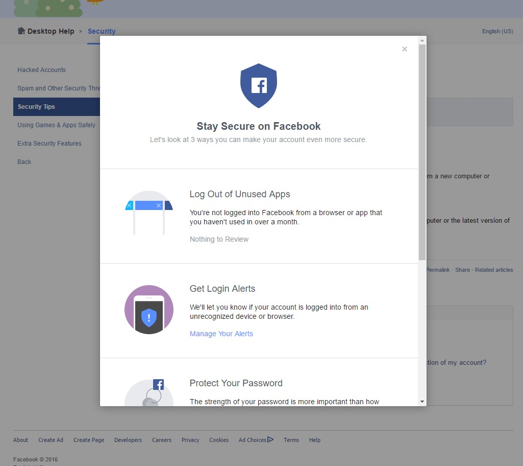Facebook security checkup