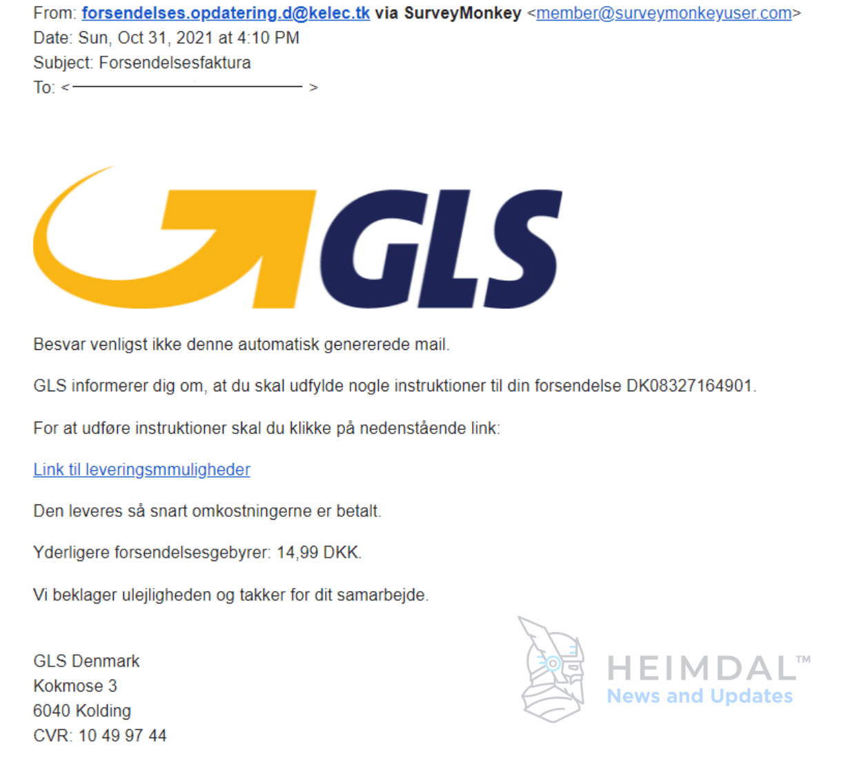 GLS SPAM campaign email sample