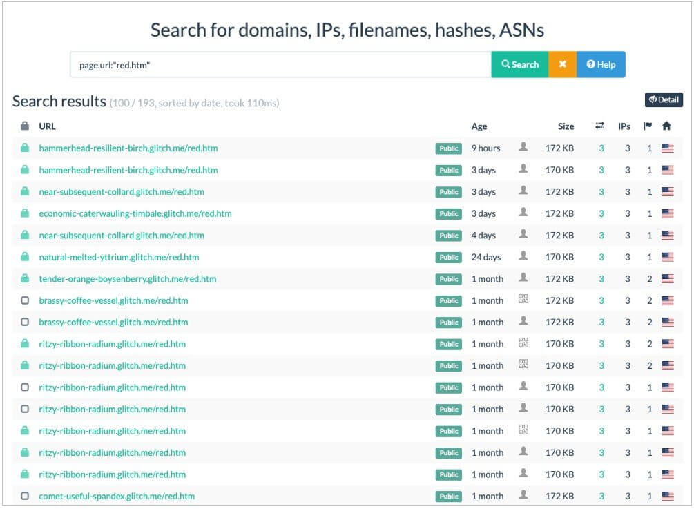 Glitch lists of sites where PDFs point to by DomainTools