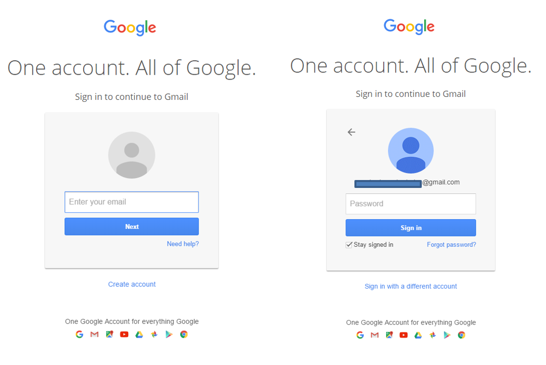 gmail login different username and password