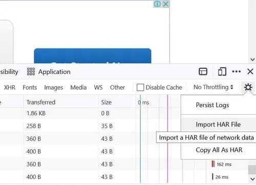 HAR file generated on Firefox