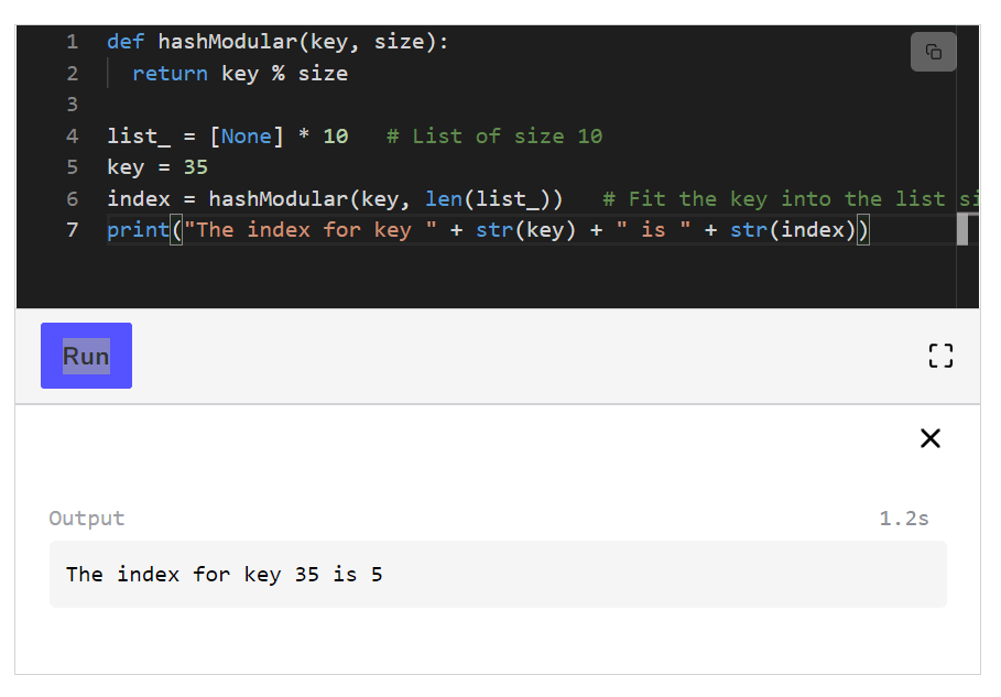 Hashing example