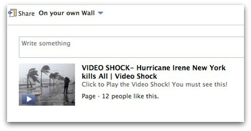 Hurricane Irene Facebook scam