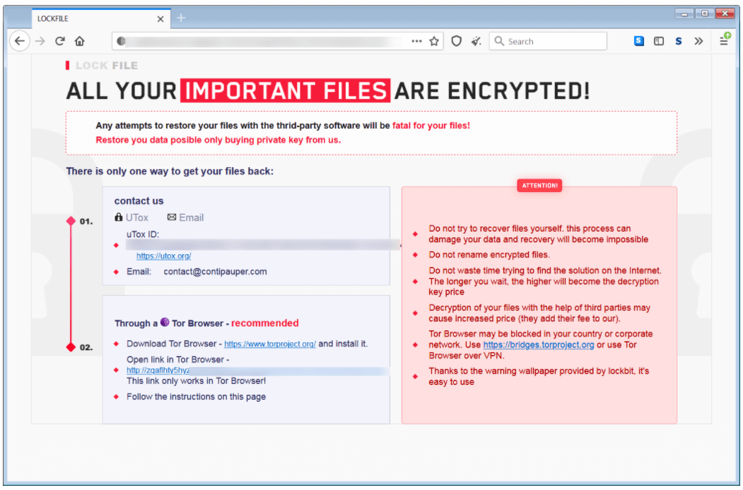 Example of ransom note LockFile ransomware