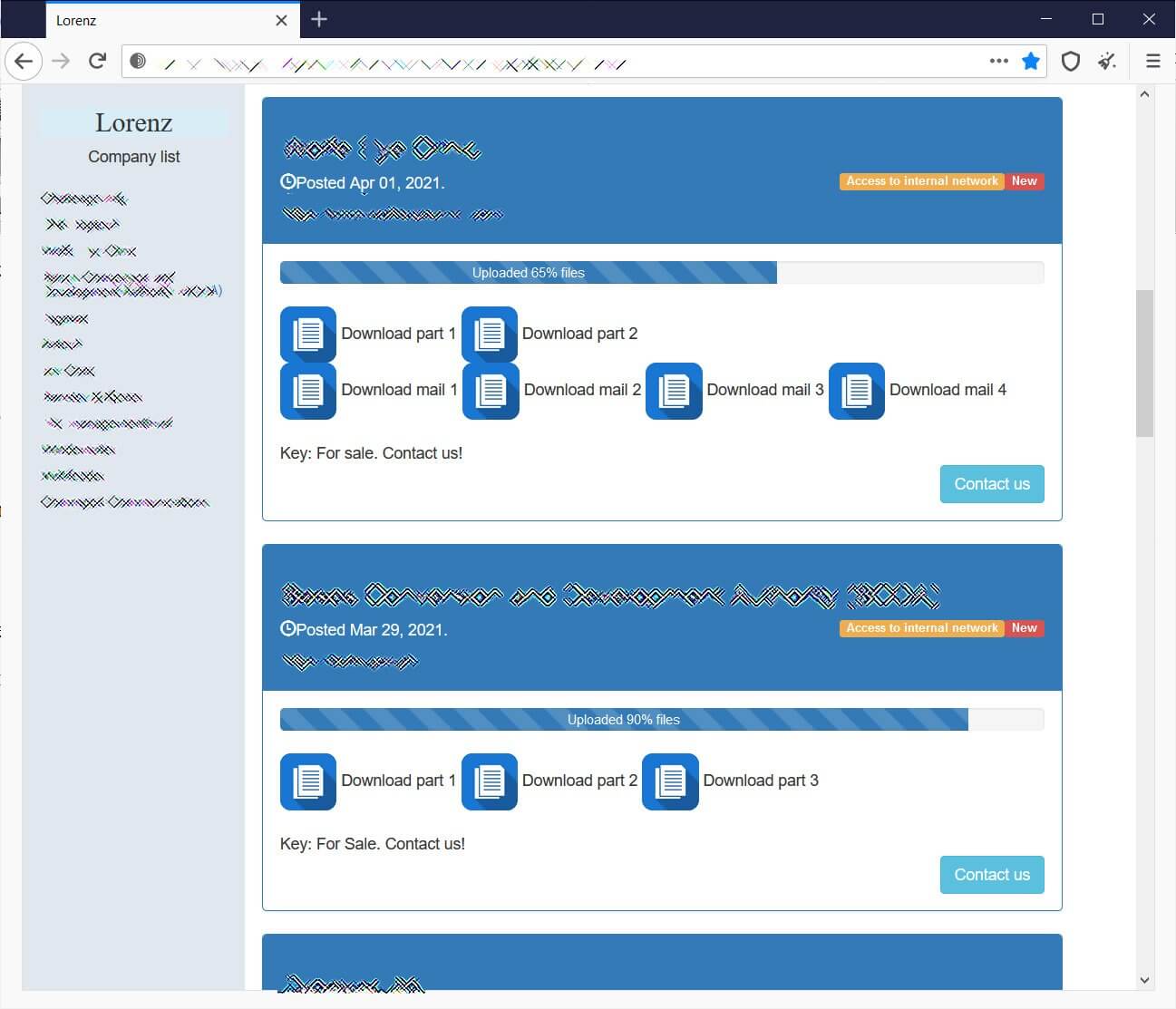 Lorenz ransomware data leak site 