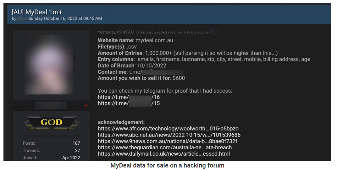 MyDeal Announces Stolen Data from a Recent Data Breach