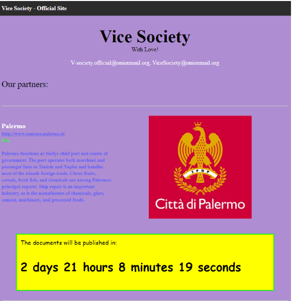 Palermo victim added on Vice Society onion site