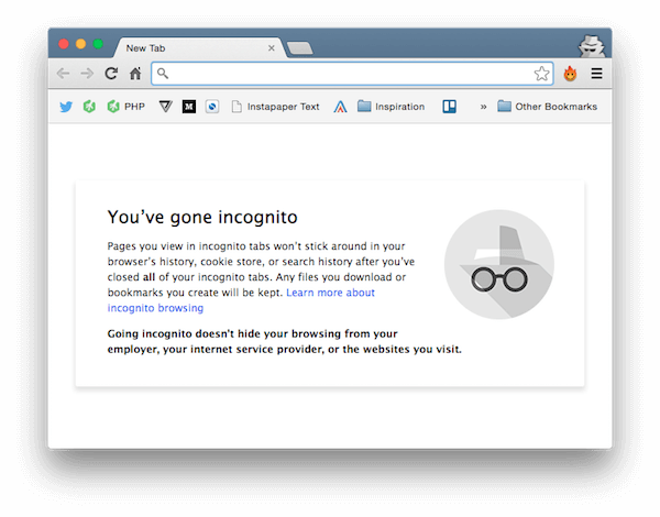 browser incognito message