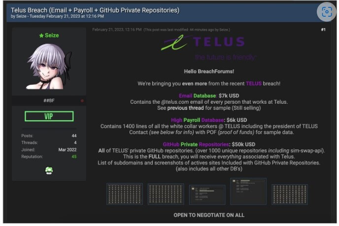 Hackers Claim They Breached Telus, Canada's Second-largest Telecom Company