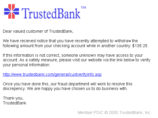 TrustedBank phishing example