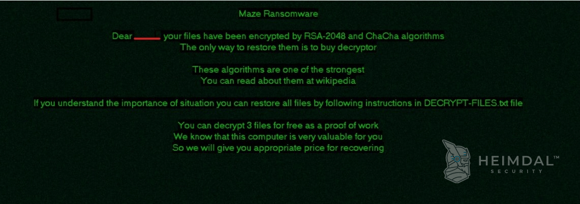 maze ransomware note