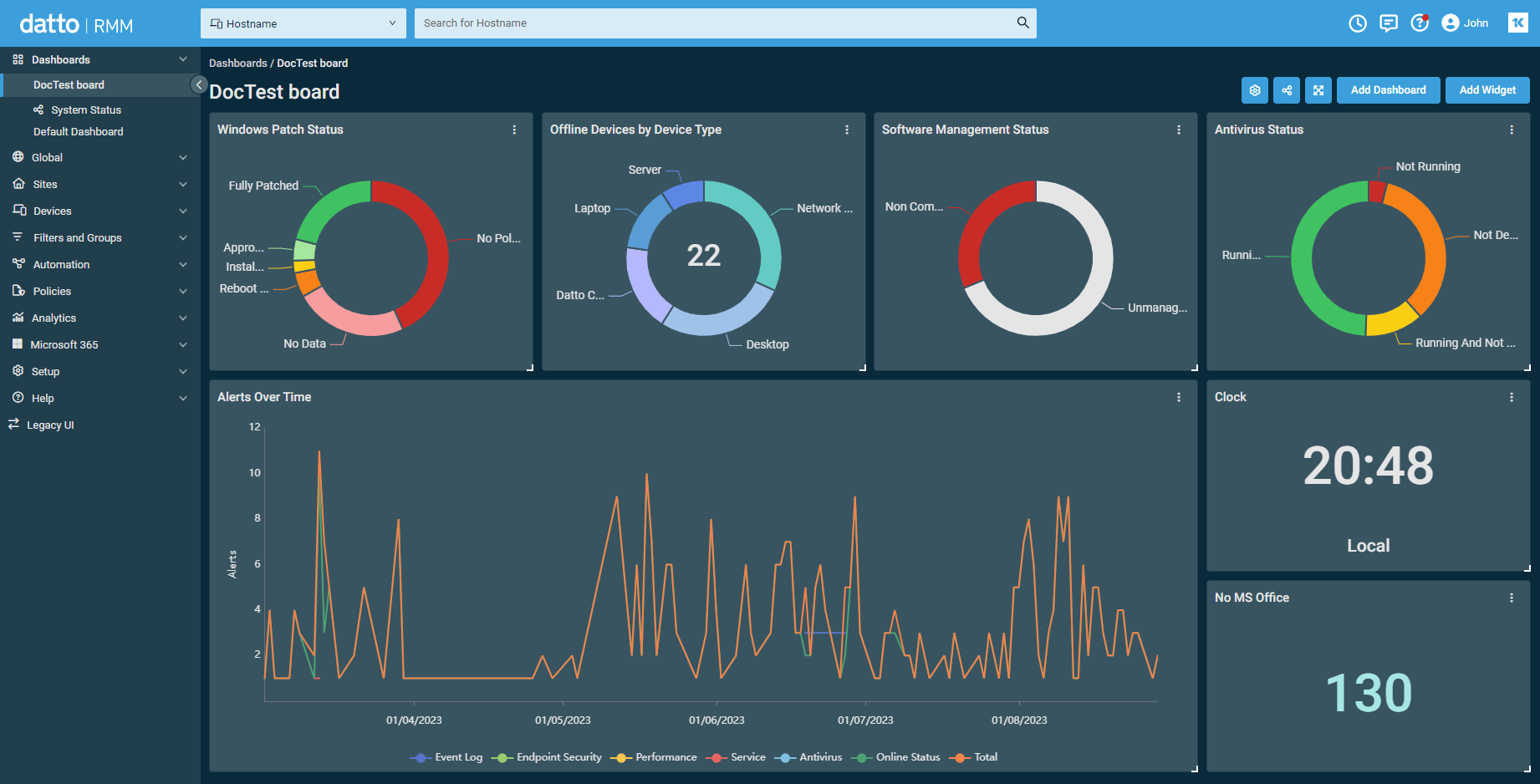 screenshot depicting Datto's RMM interface. 