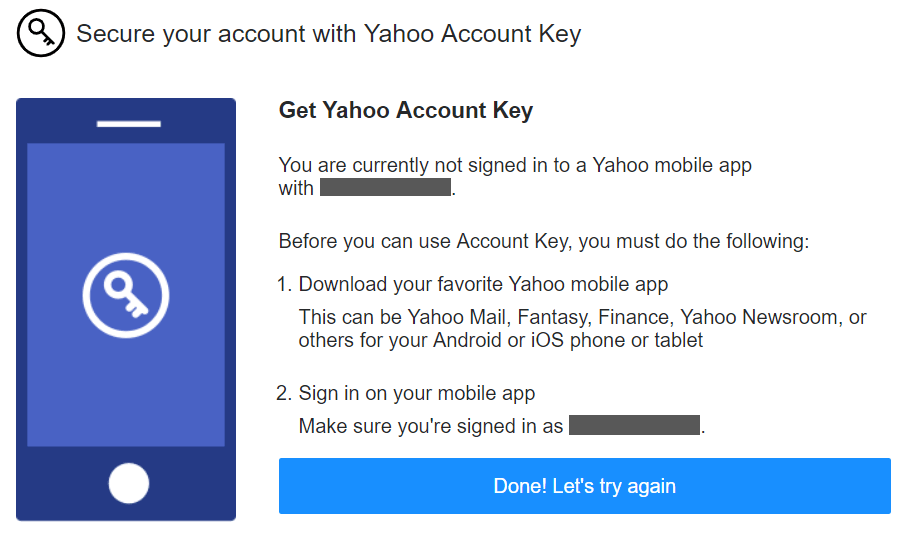 Yahoo account key