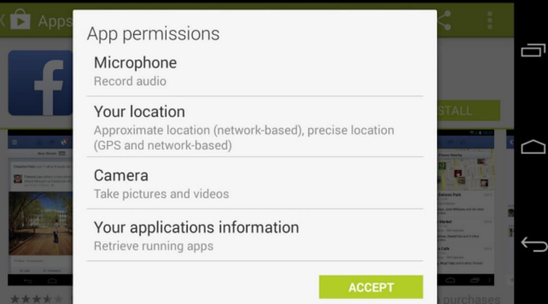 screenshot of managing app permissions