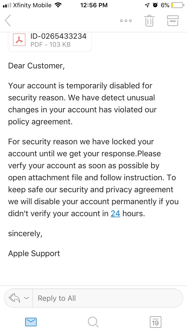 apple itunes scam email