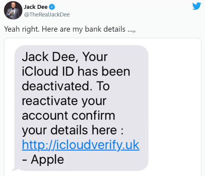 Apple ID Phishing Scam Text Message