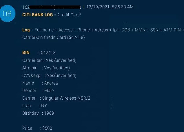 bank logs sold on Telegram Cybersixgill illlustration