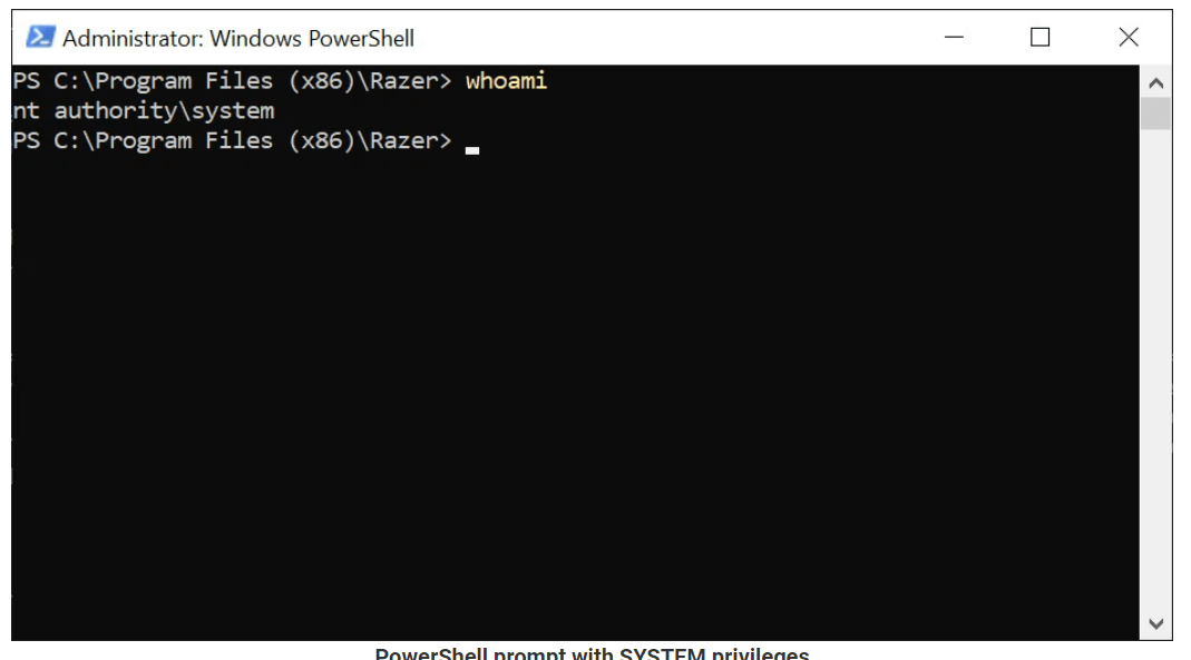 Razer Synapse vulnerability the command prompt