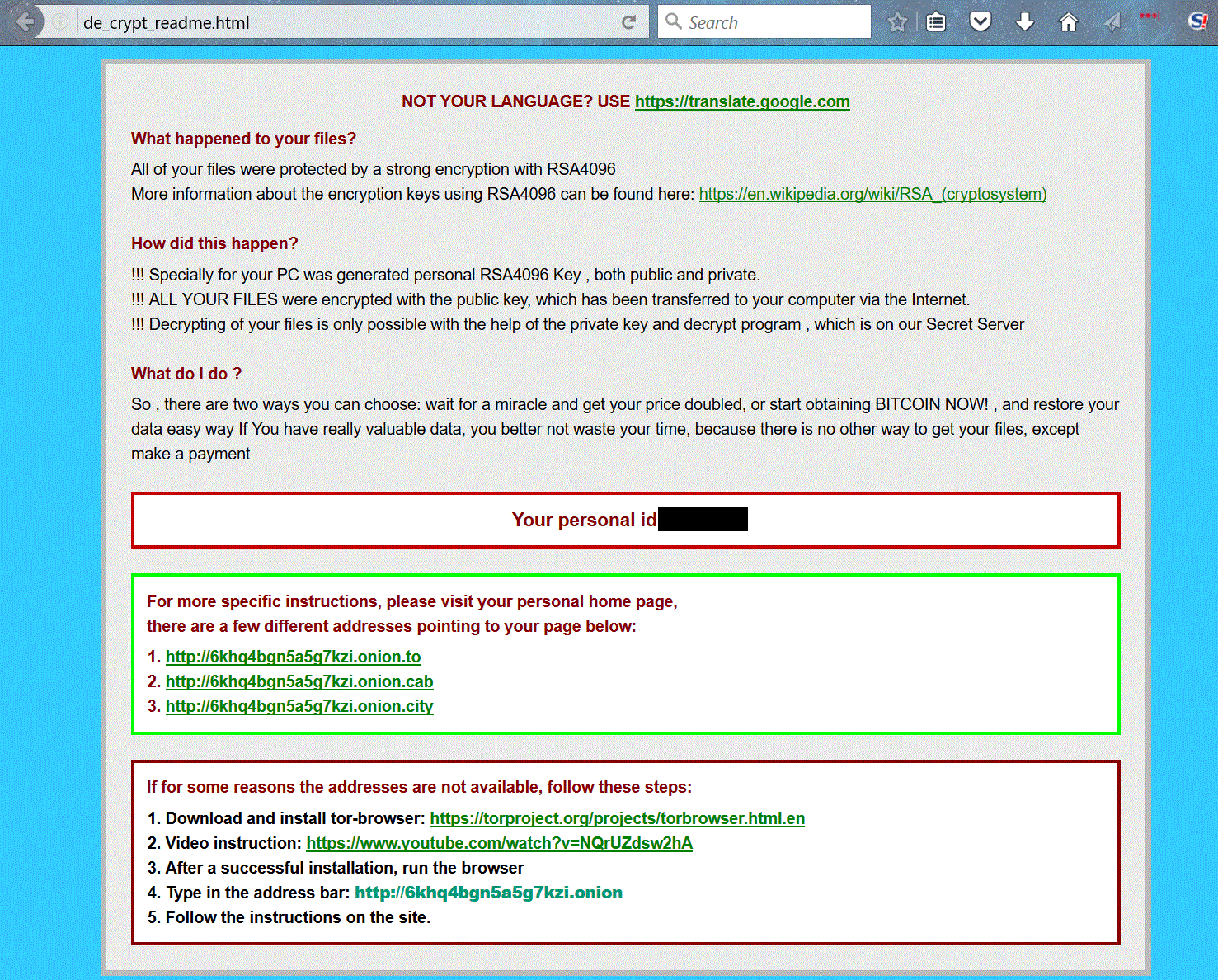 cryptxxx ransom payment instructions
