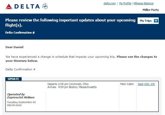 Delta Schedule Change 