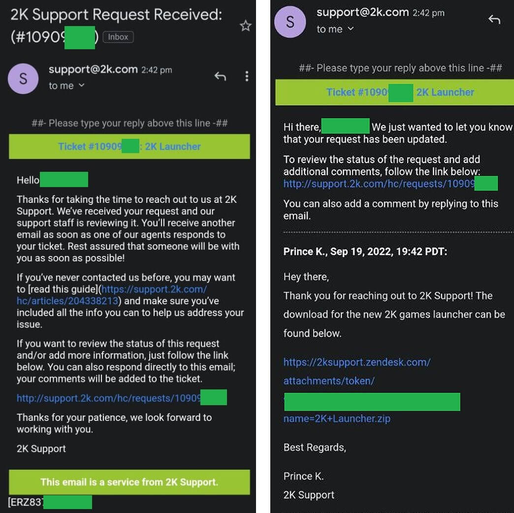 fake 2k support emails