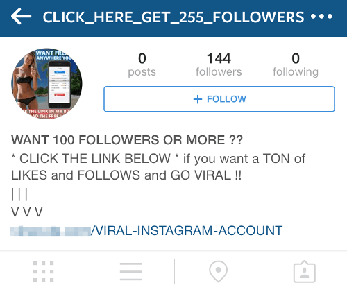 instead instagram pages will add a link to the bio page and then post a photo asking you to click on it in order to get that awesome deal or whatever - instagram scams to get followers