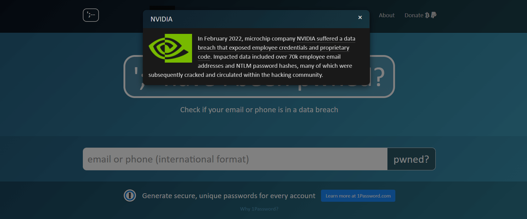 have I been pwned Nvidia data breach