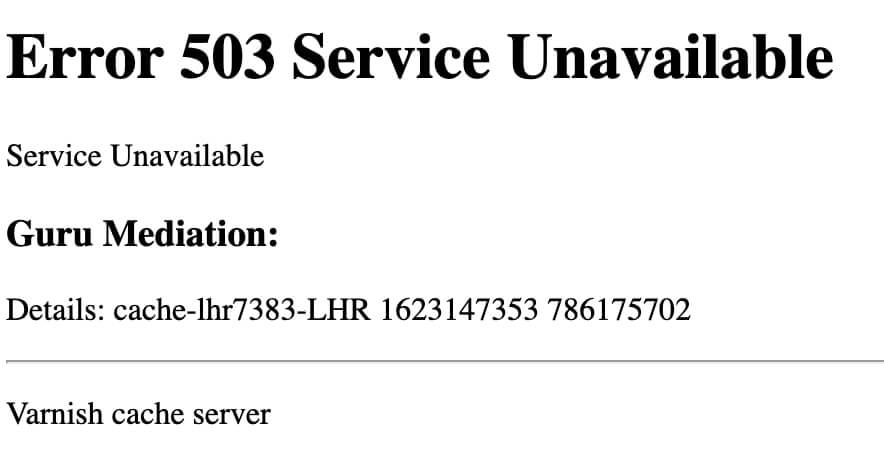 http503 Fastly error