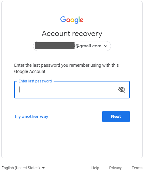 Google account recovery