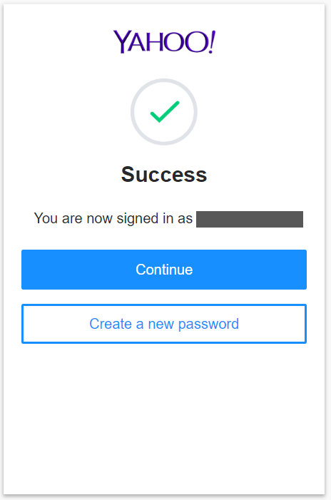 Yahoo login success