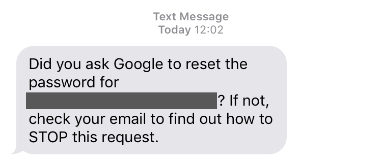 Google ask reset password confirmation
