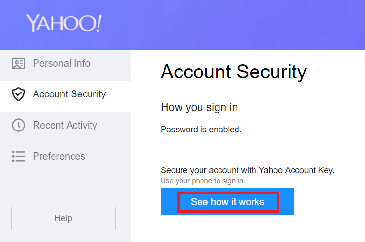 Yahoo account security