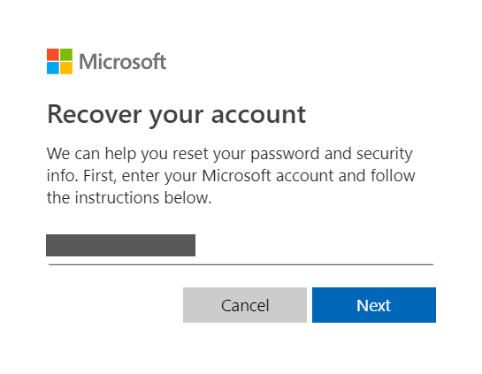 Microsoft recover account