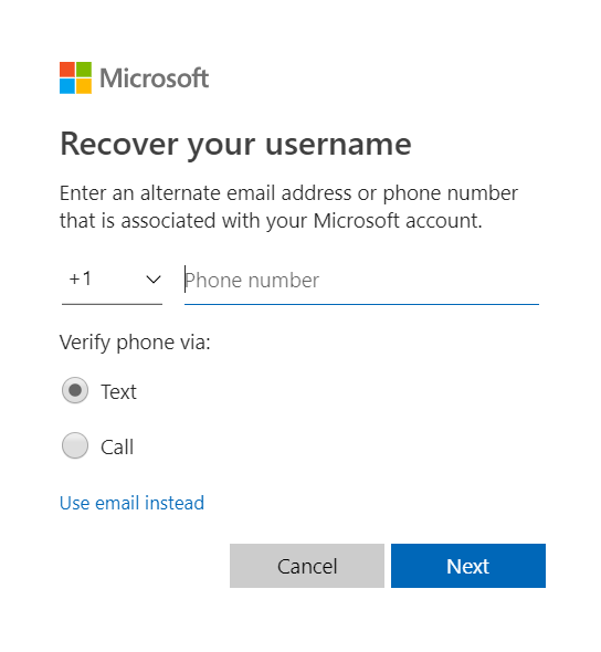 microsoft forgot account name