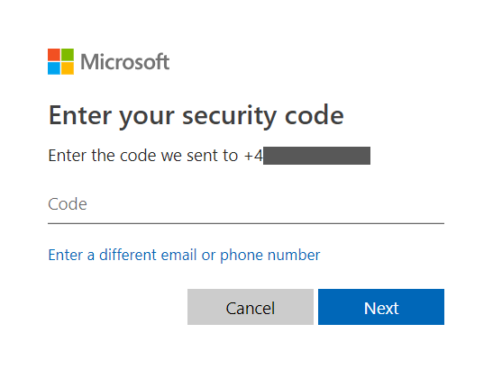 Microsoft enter security code