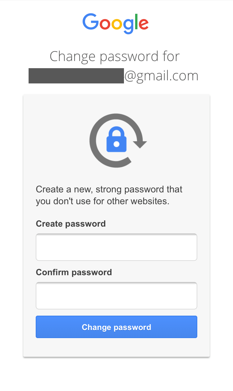Google create new password