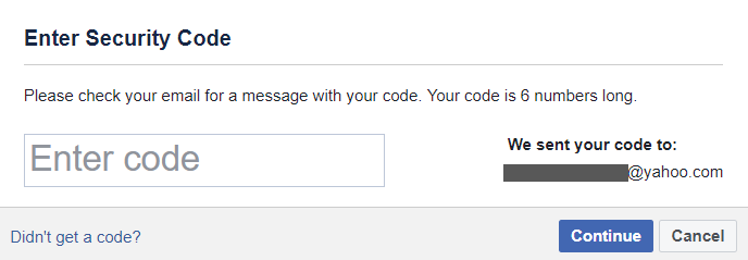 Facebook security code