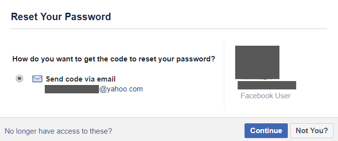Facebook reset password