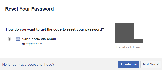 Facebook reset password via email